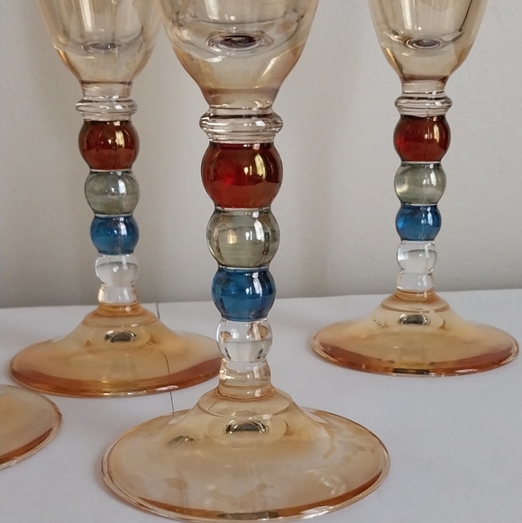 MURANO Italian Crystal Honey Amber Champagne Flutes - Picture 2 of 4